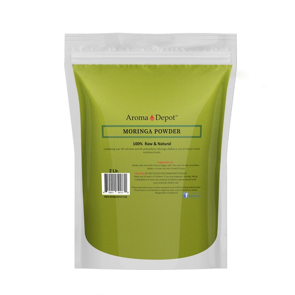 Moringa Powder 2 lbs. 100% Pure - Natural | Raw from India | Polvo de Moringa Oleifera | Moringa Leaf Powder Superfood |Gluten-Free & Vegan | Great for Smoothies, Tea, Drinks & Recipes.