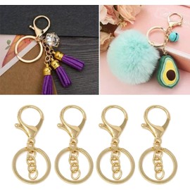 Juego de 50 Llaveros con Cierre de Langosta, Llavero de Aleación Dorados Pulidos con Cadena y Cierres de Pinza de Langosta, Llaveros de Metal para Manualidades DIY Artísticas Joyería