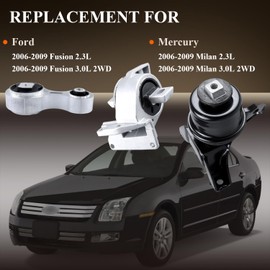 Engine Motor Mount & Trans Mount Replacement for 2006 2007 2008 2009 Ford Fusion 2.3L; 2006 2007 2008 2009 Ford Fusion 3.0L 2WD, Engine Mount Set of 3 Replaces OE# A5473 A5381 A5474