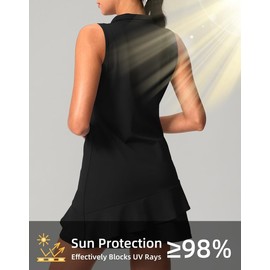 G Gradual Tennis Dress for Women Golf Outfits with Shorts and Pockets Sleeveless Active Exercise Athletic Dresses for Women(Black,XXL)