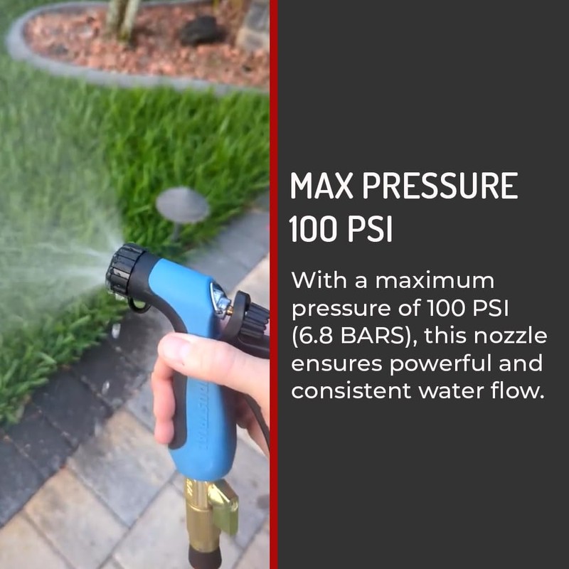 Hi Tech High-Pressure Heavy-Duty Hose Nozzle – 100 PSI Max,