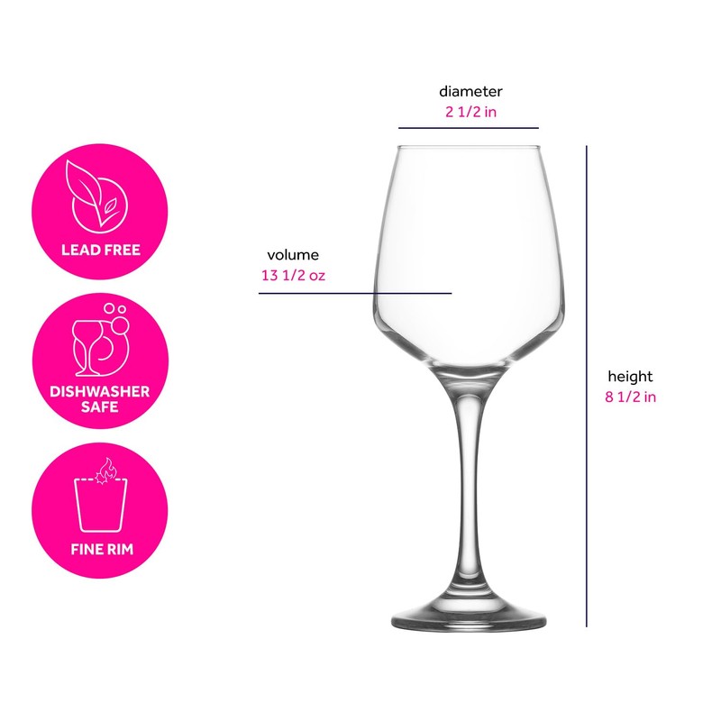 LAV Wine Glasses Red or White, All Purpose Set of