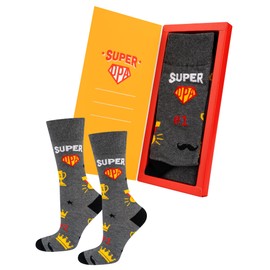 soxo Grandpa Socks Men's Gifts for Men Funny Gift Socks Men Cotton 40-45 1-3 Pairs, Super Grandpa 1 Pair