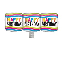 Valueballoon Party & Gifts 3 Piece Happy Birthday Rainbow Neon Glow 18'' Balloons Birthday Party Decorations Includes FREE Helium Chart