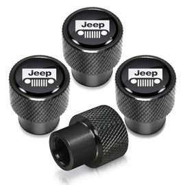 iPick Image for Jeep Grill in Black on Black Aluminum Tire Valve Stem Caps