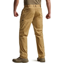 CQR Men's Quick Dry Tactical Pants, Water Resistant Outdoor Pants, Lightweight Stretch Cargo Work Hiking Pants, Runyon Cargo Pants Cougar, 32W x 32L