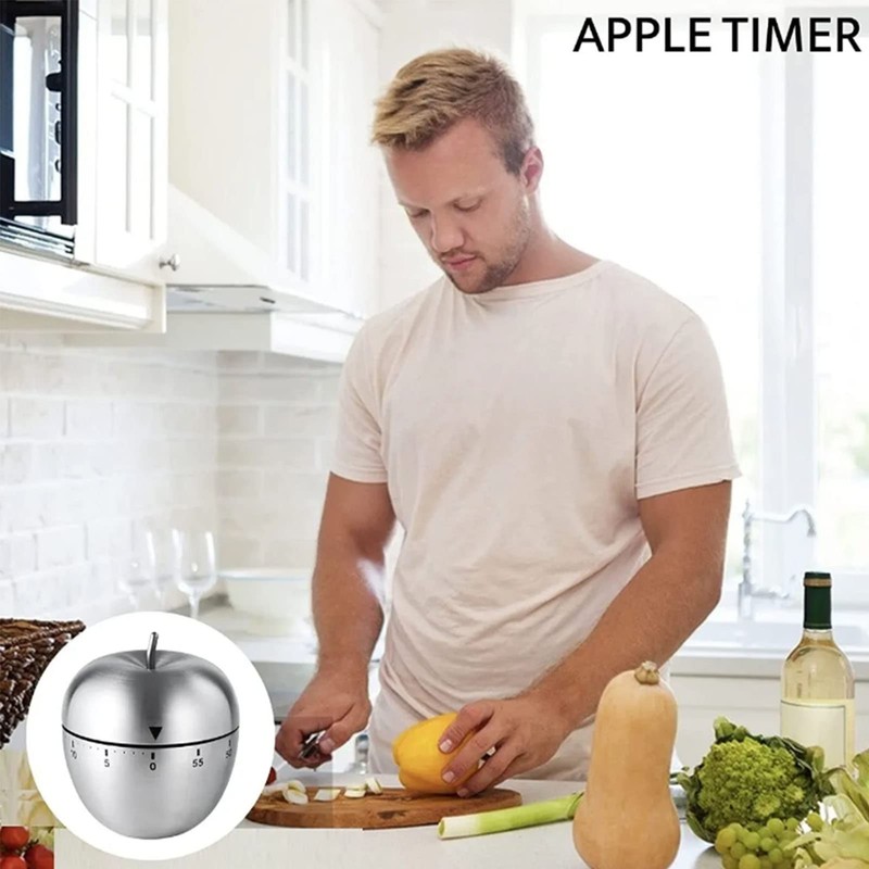 2Pcs Kitchen Timer, Egg Fruit Shape Stainless Steel Waterproof Mechanical