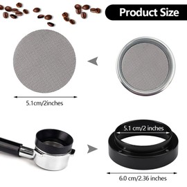 1 Piece Portafilter Accessories 51 mm and 51 mm Puck Screen, Aluminium Metal Espresso Funnel, Reusable Bottomless Portafilter, Dosing Ring, Accurate Filling of Coffee Powder for Portafilter