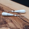 THEPRETTYBITS White Howlite Teardrop Earrings, Beaded Natural Gemstone, Long Dangle