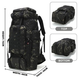 70L Camping Hiking Military Tactical Backpack Outdoor Water-Repellent Adjustable Sport Bags