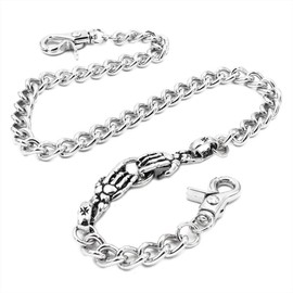 UNIQSUM Double Skull hands Wallet Chain Trucker Biker Punk Key chain SY122 (silver)