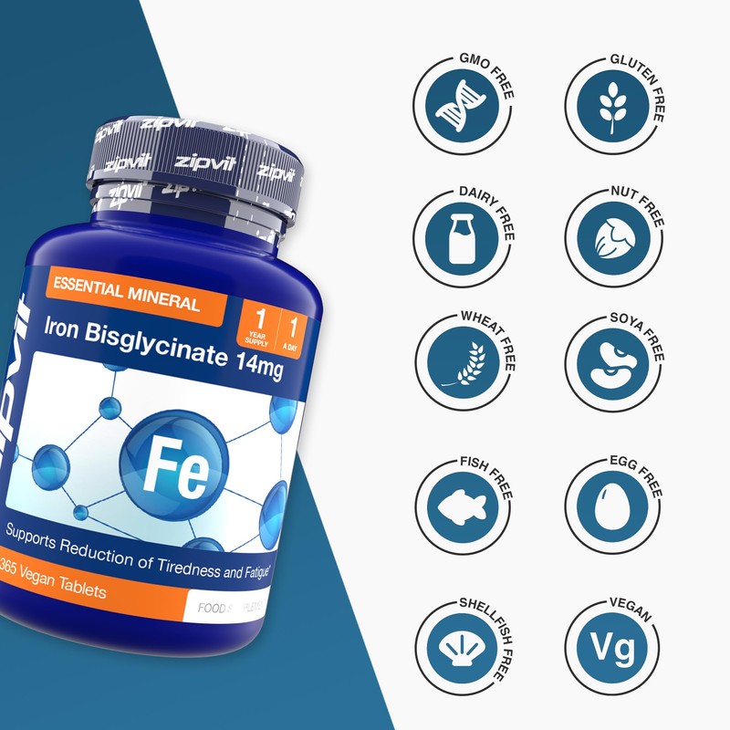 Zipvit Iron Tablets 14mg, (1 Year Supply), Supports Energy &