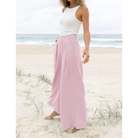 Kocowoo Women's High Waist Casual Wide Leg Palazzo Pants, Dress Pants for Women, Work Pants with Pockets for Women Office. Pink