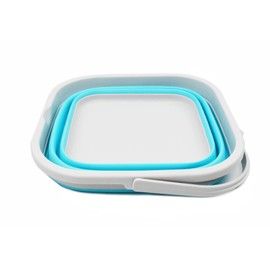 SAMMART Folding Tub (Grey/Cyanine, 5.5 L Bucket)