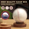 JupDec Baseball Display Case, Round Clear Ball Holder with Wooden