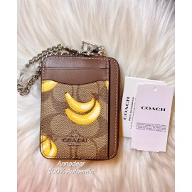 Coach NWT Coach Zip Card Case In Signature Canvas With Banana Print CR833