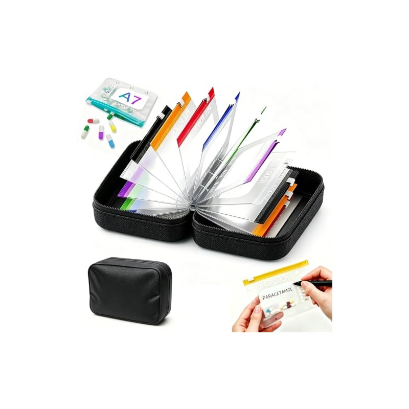 Waterproof Pill Organizer Bag, 7–14 Day Travel Pill Organizer