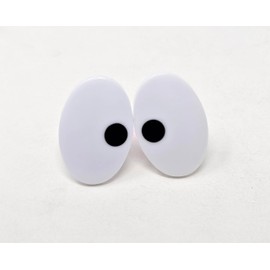 Pair of Zim's 25mm Oval Black and White Dot Comical Cartoon Plastic Safety Eyes for Craft Amigurumi Dolls, Toys or Puppets (Pack of 6)