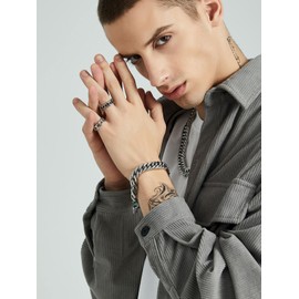 Stainless Steel Man Ring Band Cuban Link Ring Size 11 Hip Hop Chain Rapper Promise Rings