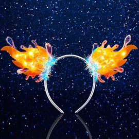 Evlry LED Feuer-Stirnband, leuchtendes Flammen-Haarreif, leuchtende Haarbänder, Party-Rave-Haar-Accessoires für Frauen