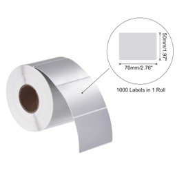 sourcing map Direct Thermal Label Metallic Silver 1 Row 1000 Labels 1Roll 70x50mm