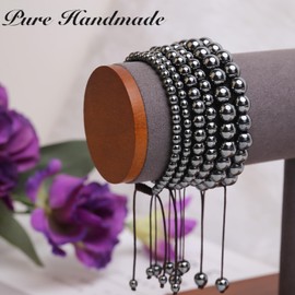 BONNY BOXX Braided Genuine 4mm Hematite - Stone of The Mind - Bracelet, Elegant Handcrafted Natural Gemstone Crystal Bracelet Healing Power Energy Inspirational Gifts with Card for Unisex