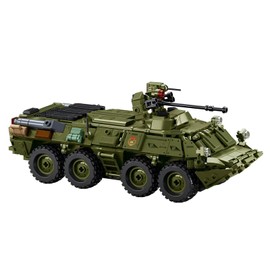 Fuleying Military Building Blocks Kit, 1: 35 BTR-80AS Infantry Combat Vehicle Clamping Blocks, 619 Pieces Army Armoured Tank Model Toy for Adults Children Aged 8+