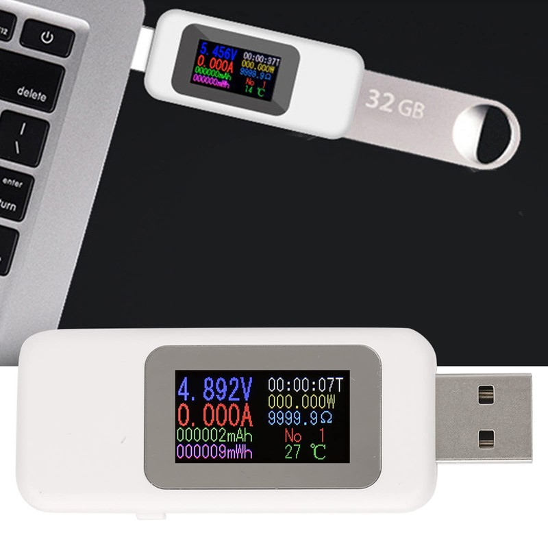 Risegun USB Tester Meter, Digital Colour Display Multimeter Voltage Tester