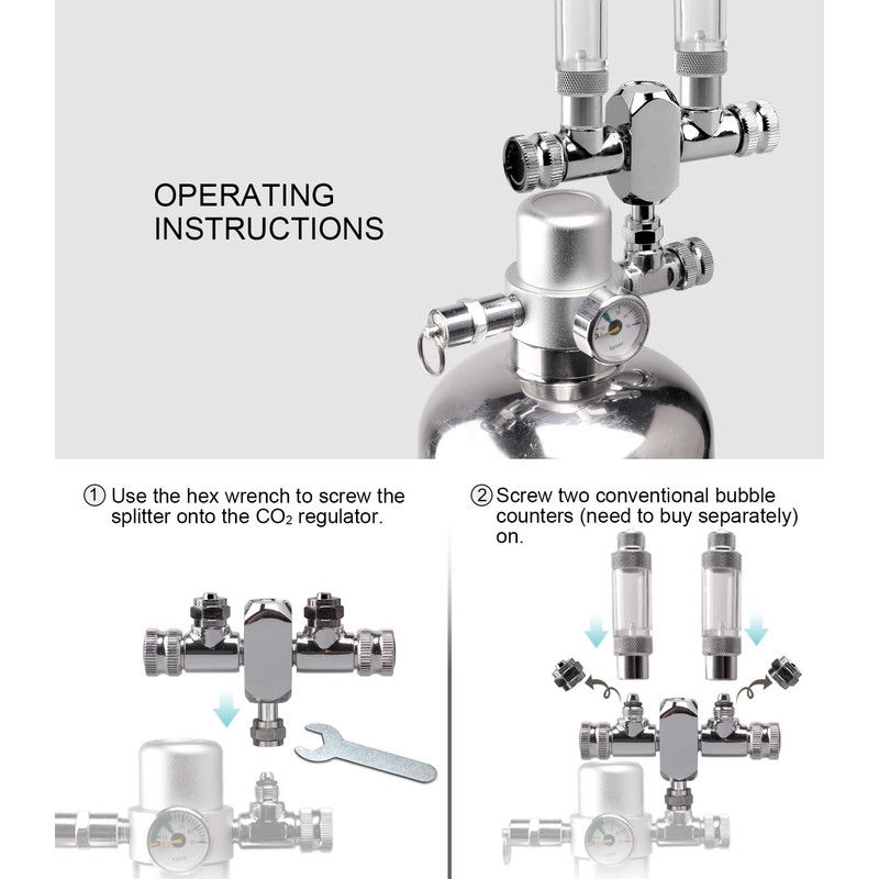 Clscea Aquarium Conventional CO2 Splitter Regulator Valve 2 Way for