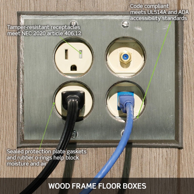 Leviton 15 Amp 1-Gang Floor Box Assembly, Commercial Grade, Tamper-Resistant,