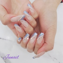 ❣️ Twin Glitter Handmade Nail Tips ✨ - Short Ballerina / ❣️ 트윙글리터 수제네일팁 ✨ - 숏발레리나