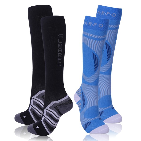 SUMARPO Compression Socks for Women, Yoga Socks with Grips, Sports Compression Socks for Running, Soccer, Nursing, Medical