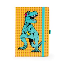 MUSTARD A5 Hardcover T-Rex Blue Notebook, Dot Grid Pages, Elastic Closure, Pen Holder