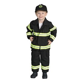 Jr. Fire Fighter Suit with Embroidered Cap, Size 18Month (Black)