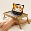 VaeFae Acacia Bed Table Tray, Wooden Breakfast Tray with Folding