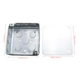 DGBRSM 1 Set 4 Inch Square Electrical Box with Cover Electrical Junction Box Metal Junction Box Suitable for Residential Commercial Industrial Building Wiring Connection Protection Enclosure
