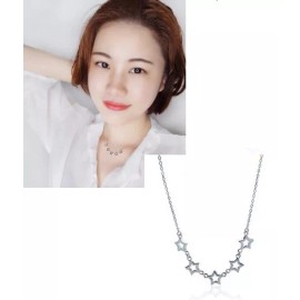 Unbranded Sterling Silver Necklace Hollow 7 Stars Pendant 16-18" Chain Gift Box I19