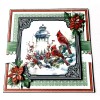 Handmade Greeting Card 3D Christmas With Cardinals And A Lantern