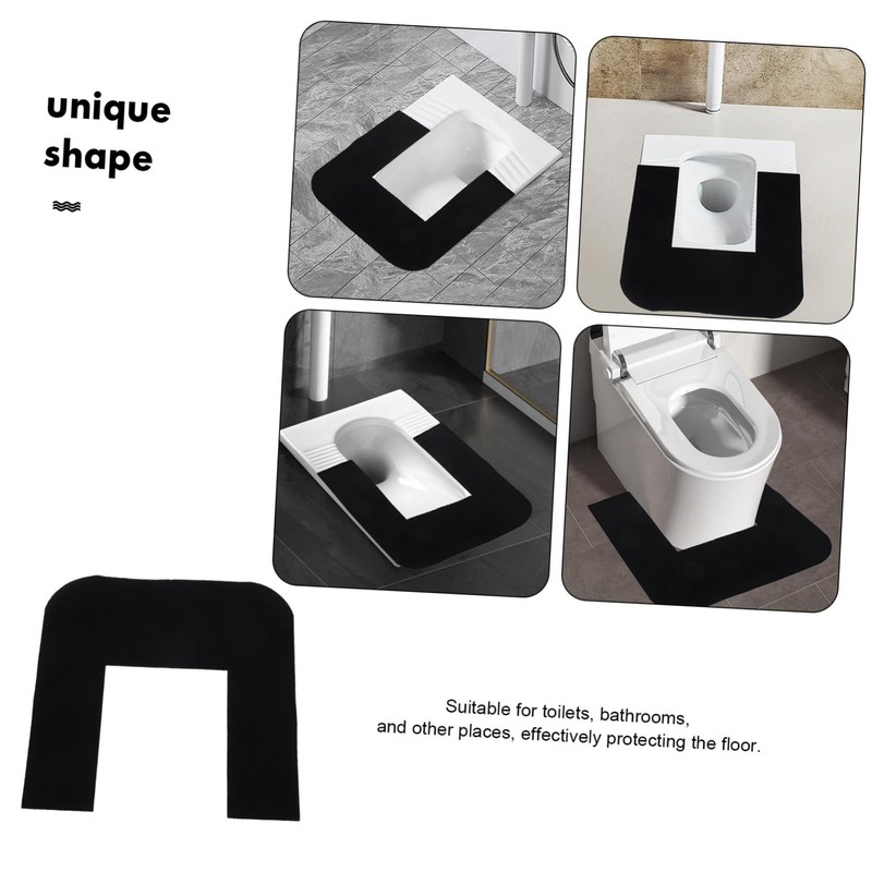jojofuny U-Shaped Toilet Mat, Black, 55.80X55.00CM (21.93X21.61IN), Bathroom Rug, Polyester,