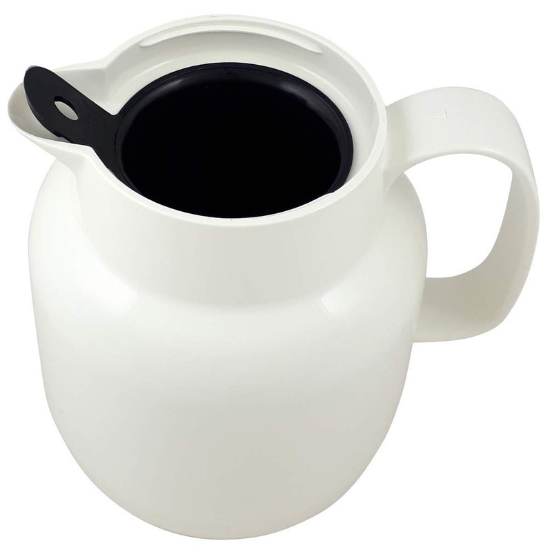 Helios Mondo Plastic Vacuum Flask with Tea Strainer, White, 14.2