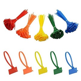 BGTXINGI 150Pcs 5 Colors Flexible Nylon Cable Marker Tie Label Hanging Strap Wire Tag Strap Self-Locking Cable Tie Rope for Home and Office Use