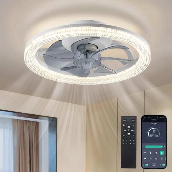 AEQ Low Profile Ceiling Fans with Lights and Remote, 15.7