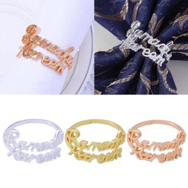 NIHENHAO Pack of 6 Exquisite Napkin Rings Ramadans Napkins Holder Napkin Buckles for Home Dining and Parties