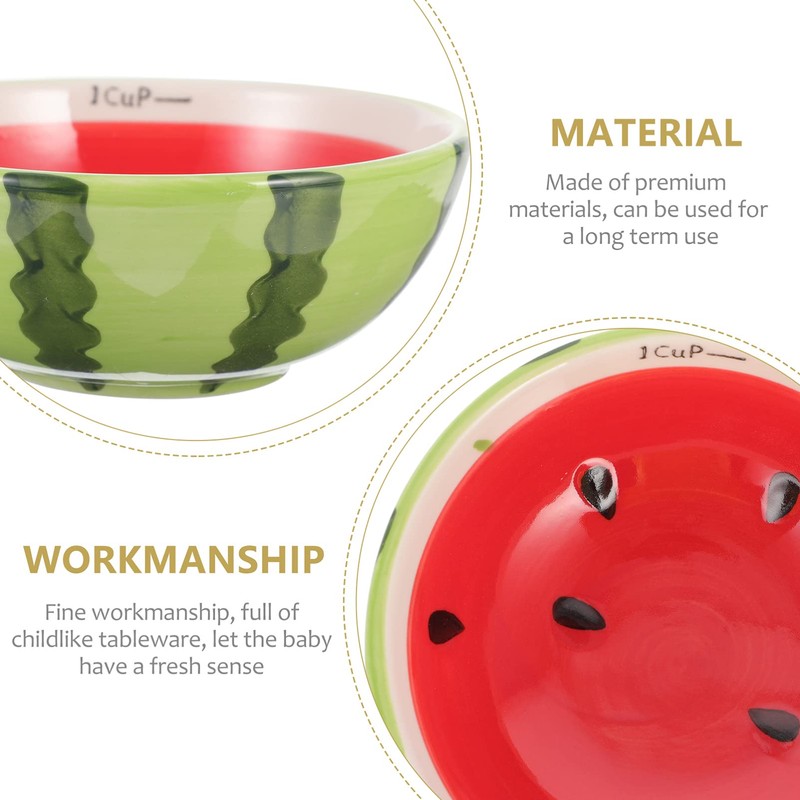 SEWACC Watermelon Shaped Ceramic Bowl Creative Fruit Shape Eating Bowl