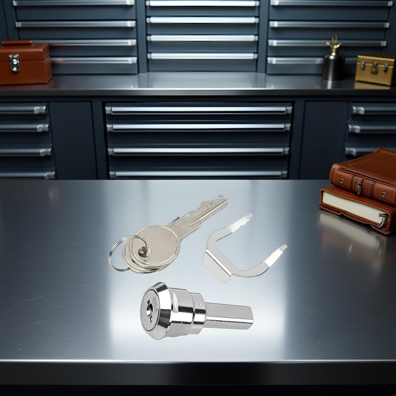 Silver Universal Toolbox Lock, Cabinet Cam Lock, 180° Rotation Unlocking,