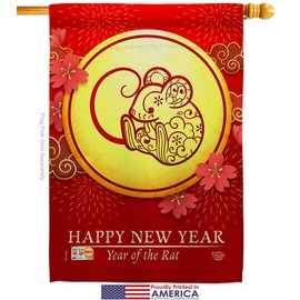 Ornament Collection FK192178-P3 Rat of Year Winter New Impressions Decorative Vertical House 28" X 40" Garden 13" 18.5" Flags Kit w/Banner Pole Included