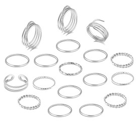 ONESING 18 Pcs Silver Knuckle Rings for Women Stackable Rings Sets Vintage Joint Finger Rings Set for Women
