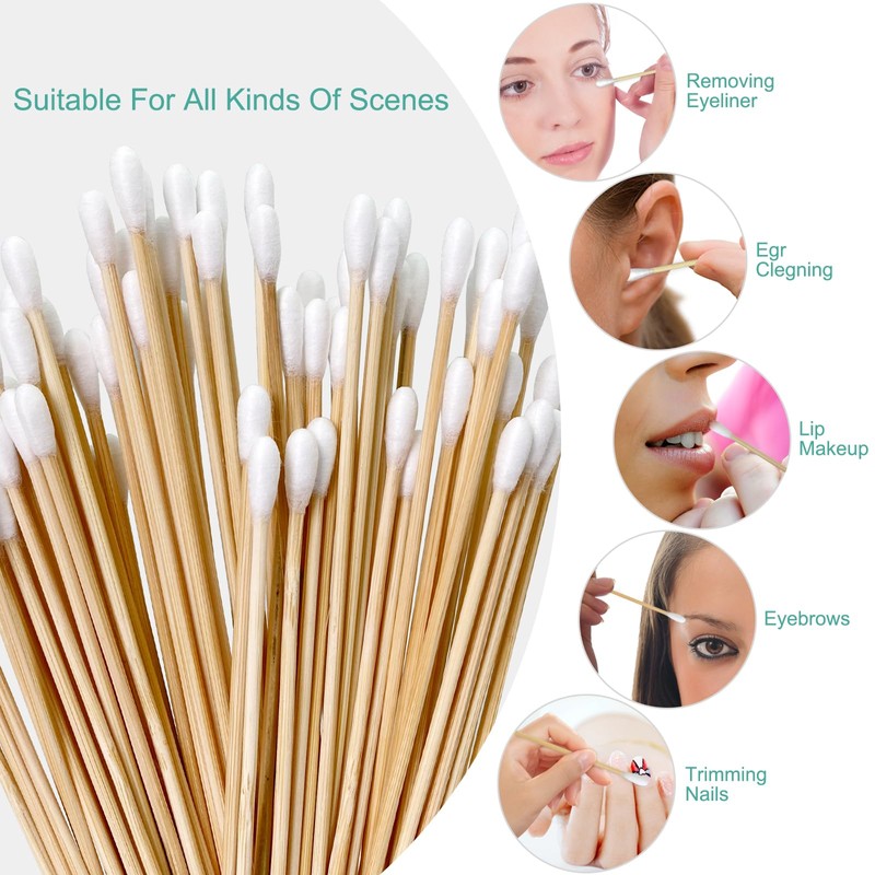 400 Pcs 6-Inch Long Cotton Swabs with Wooden Sticks –