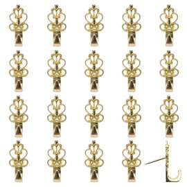 Rddconkit Push Pin Hangers，20 Pcs Zinc Alloy Pin Hooks Picture Hanging Nails for Home Office Fabric Wall Wooden (Gold)