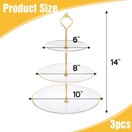 wutfuooo 3 Pack Tiered Cupcake Stand, Plastic Cupcake Stand Tower, 3 Tier Round Shape Dessert Serving Tray, White Cookie Candy Buffet Stand for Tea Party, Baby Shower, Wedding, Birthday, Christmas